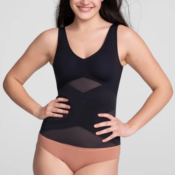 Honeylove LiftWear Tank Runway Two-Tone Shapewear Built-In Wireless Bra - Picture 1 of 9